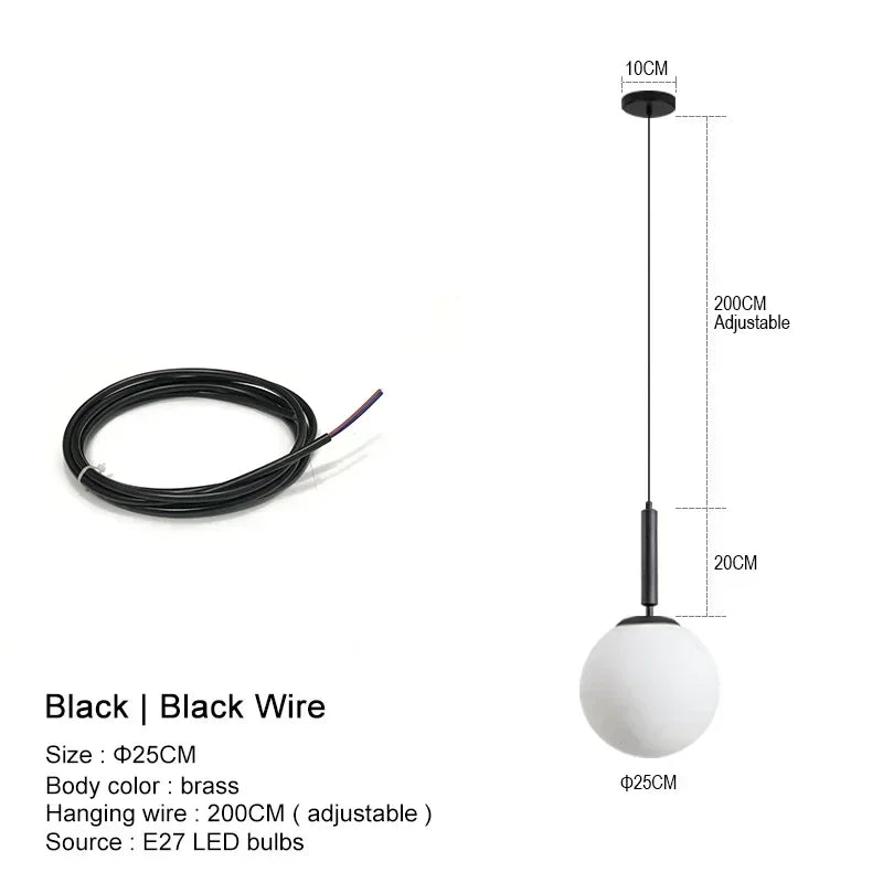 DecorBites™ Glass Ball LED Pendant Chandelier for Bedroom Dining Room Kitchen Island