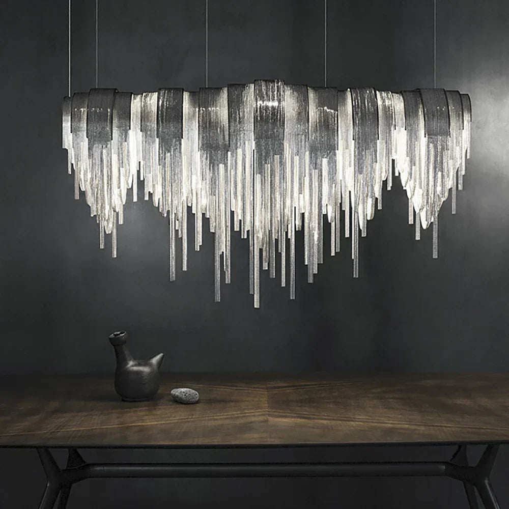 DecorBites™ Aluminum Chain Pendant Lights Postmodern Tassel Hanging Lamp for Dining Table