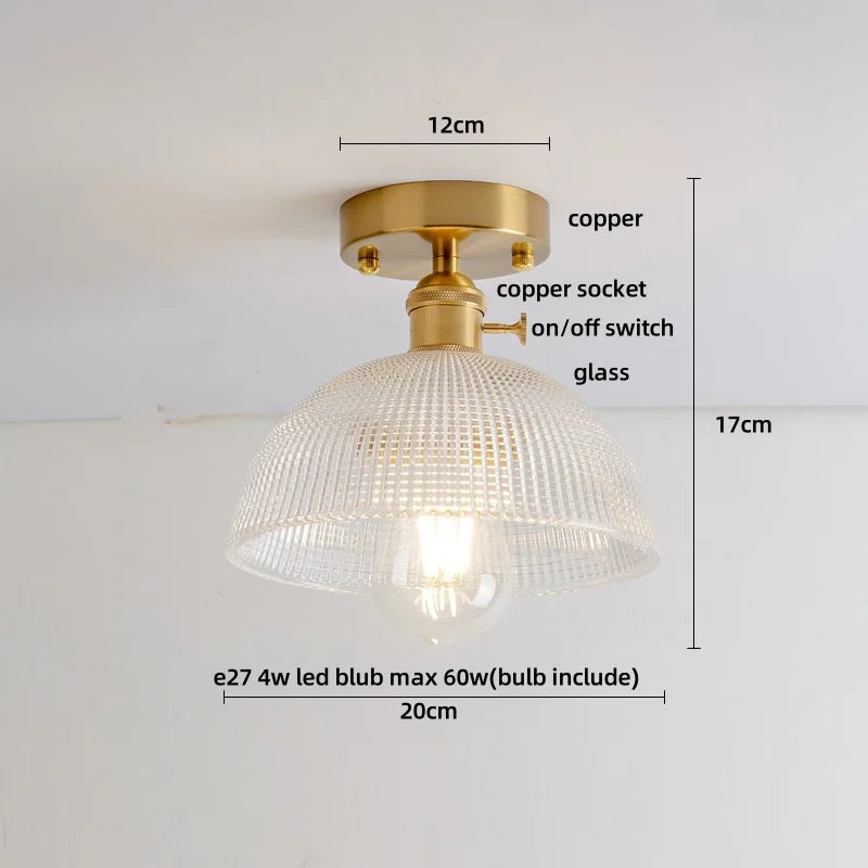 DecorBites™ Glass Grid LED Ceiling Lamp: Luxury Crystal Nordic Copper Ceiling Lights