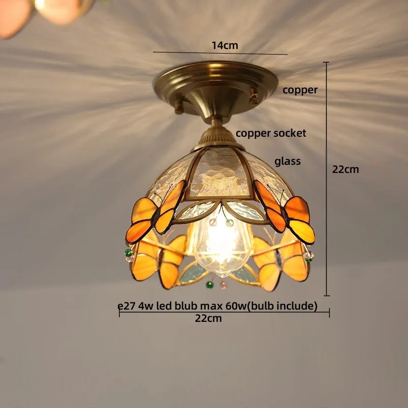 DecorBites™ Blue Flower Glass LED Ceiling Light | Nordic Modern Flush Mount Lamp