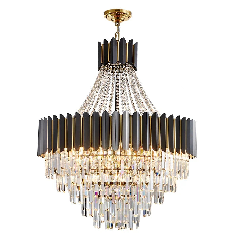 DecorBites™ Crystal Chandelier for Duplex Living: Modern Elegance for Hotel, Villa, and Home.
