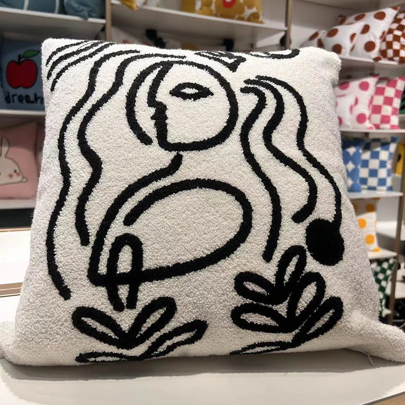 DecorBites™ Geometric Embroidery Cushion Covers: Nordic Modern Decorative Pillowcase for Living Room