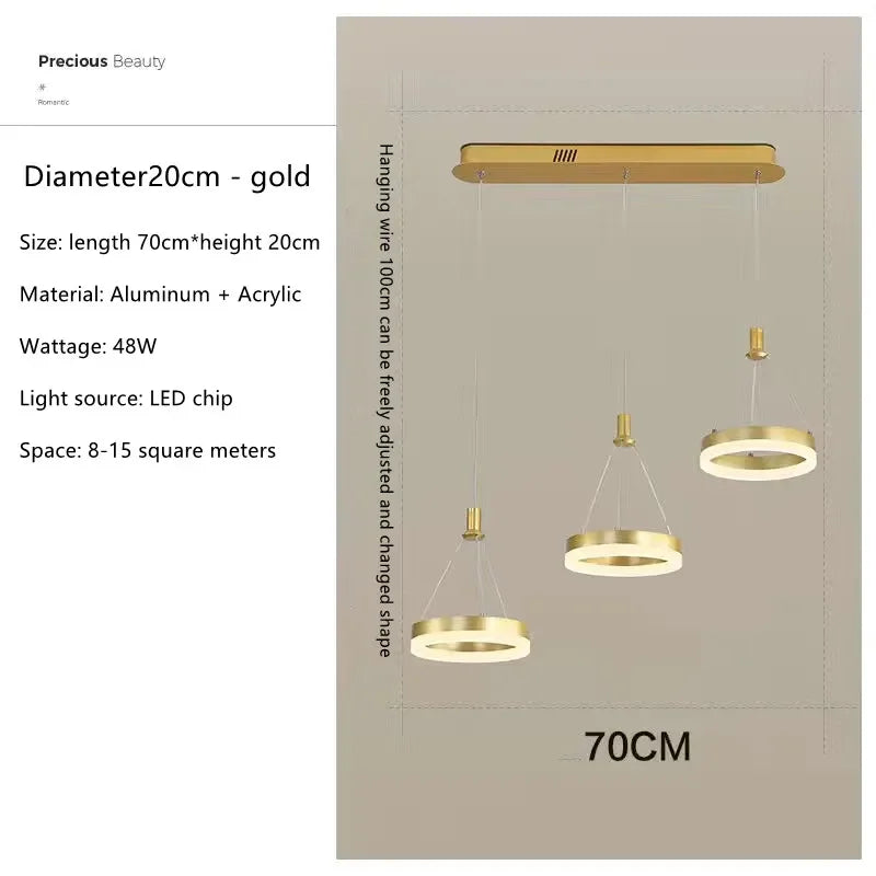 DecorBites™ LED Round Ceiling Chandelier for Modern Living Room, Bedroom, Restaurant - Circle Rings Lighting Fixture