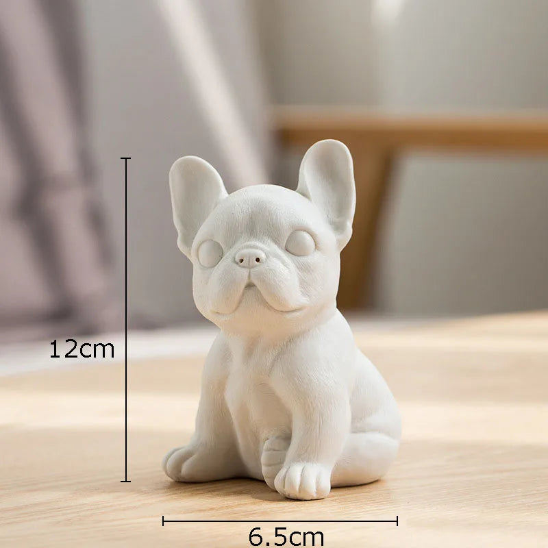 DecorBites™ French Bulldog Ceramic Sculpture Miniature Figurine Desk Decoration Ornament