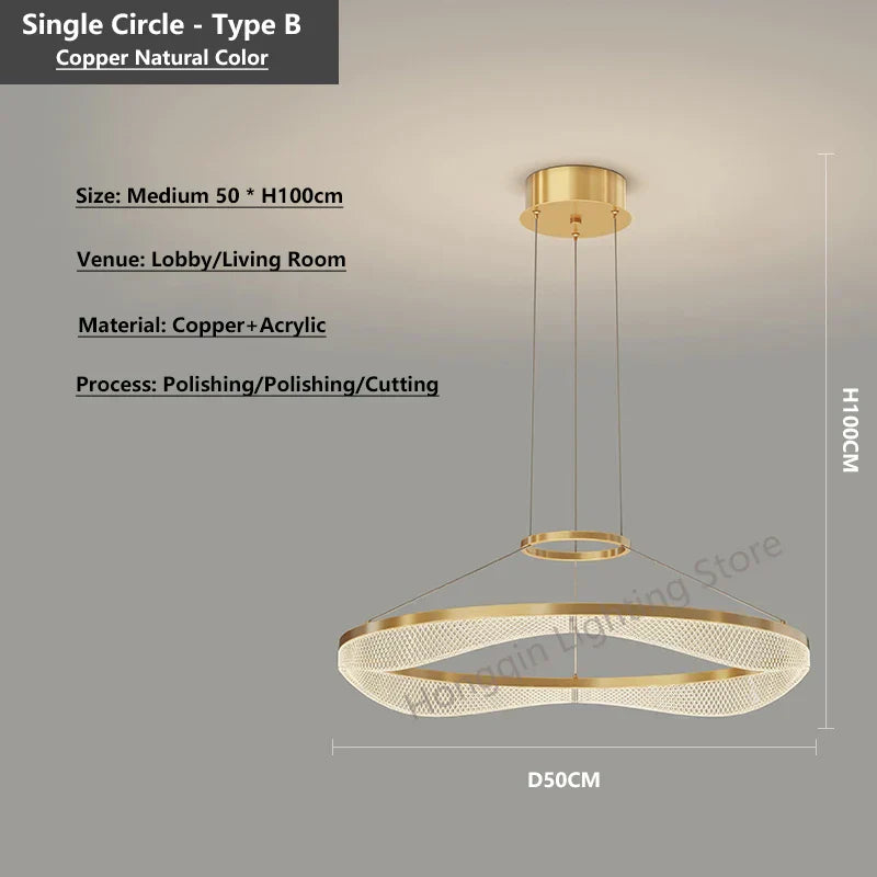 DecorBites™ Acrylic Living Room Chandelier Pendant Light Fixture_LED Hanging Lamp