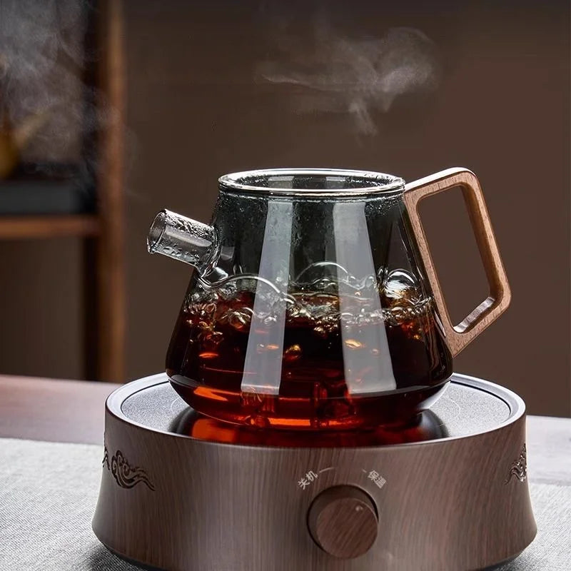 DecorBites™ Glass Teapot Set Clear Teacup Kung Fu Tea Maker Milk Rose Set