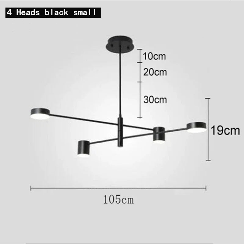 DecorBites™ Black Gold White LED Chandelier: Stylish Nordic Loft Lamp for Livingroom & Bedroom