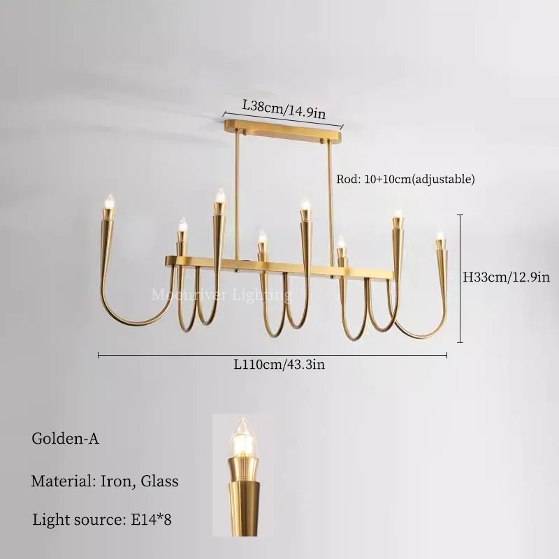 DecorBites™ Black Pendant Chandelier: Luxury French Style Candle Hanging Light for Kitchen Island