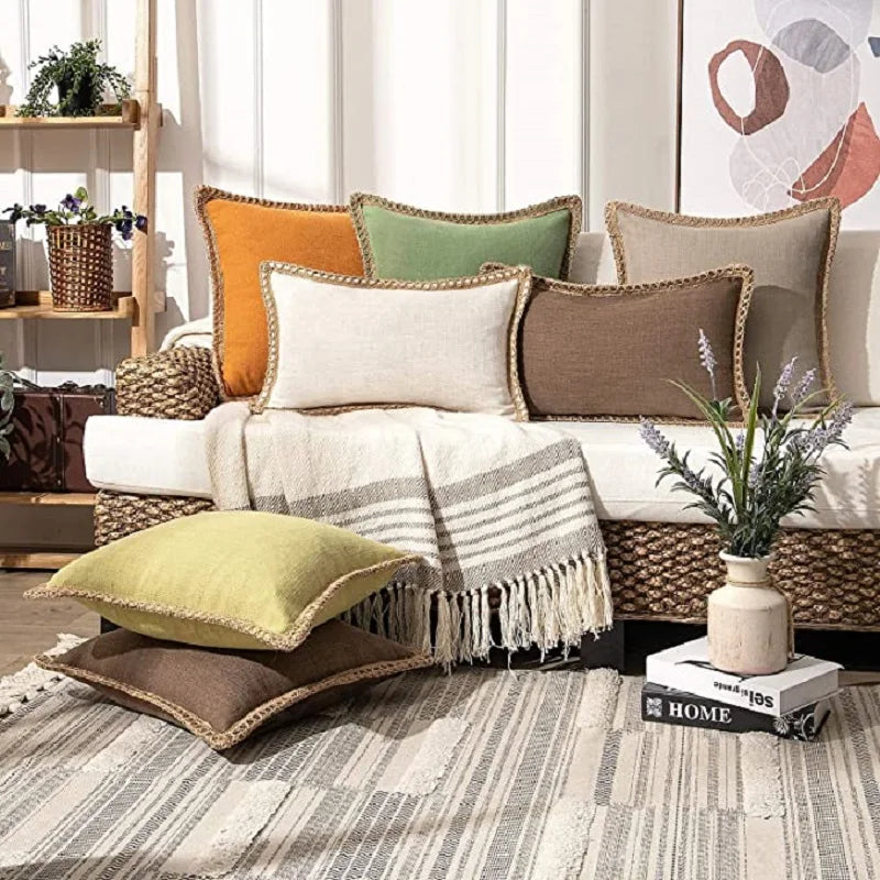 DecorBites™ Linen Square Throw Pillow Covers Set - Home Decor for Sofa, Couch, Bed