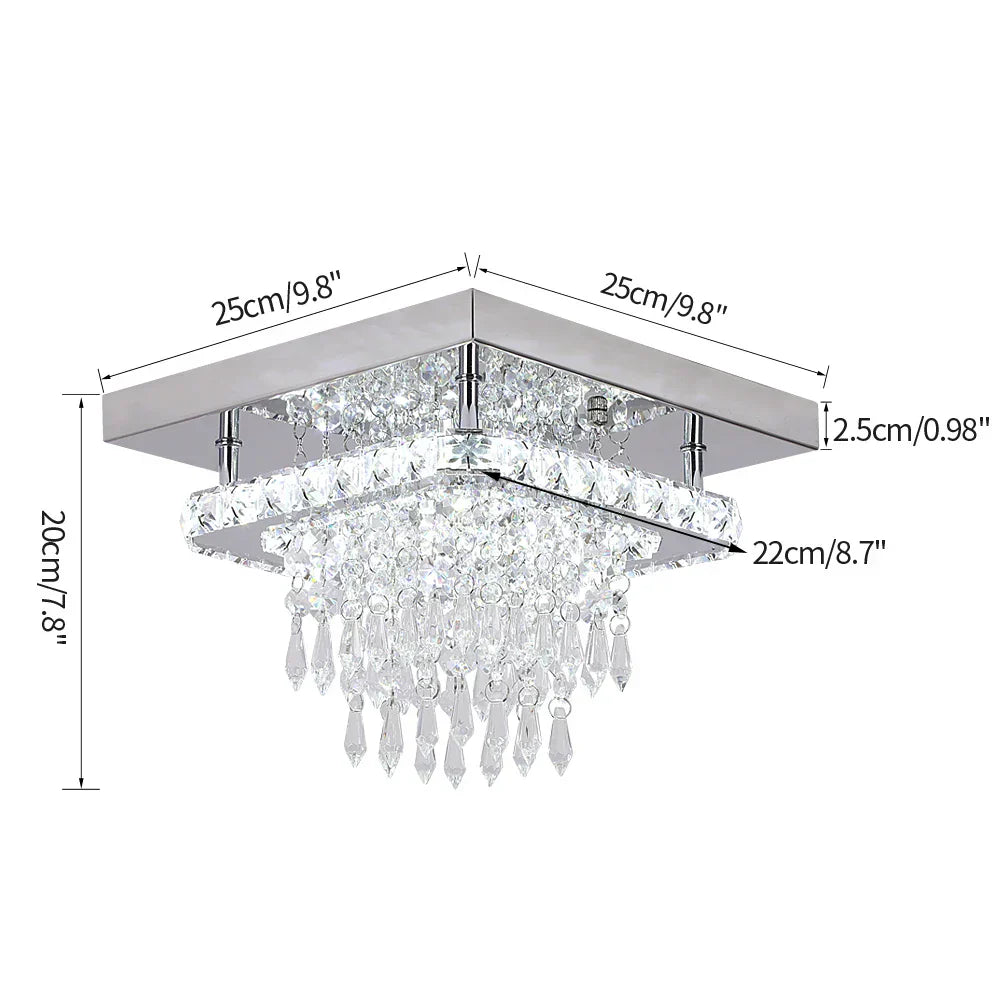 DecorBites™ Crystal LED Flush Mount Ceiling Light for Kitchen Hallway - Modern Chandelier Fixture