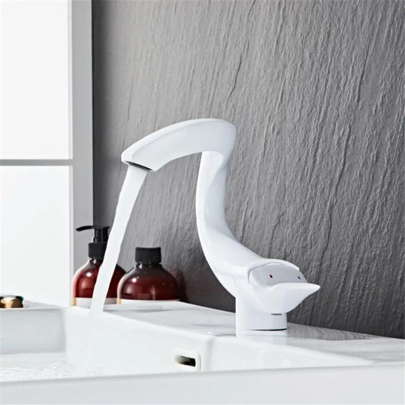 DecorBites™ Black Gold Brass Bathroom Faucet Mixer Sink Tap Deck Mounted Chrome Gray
