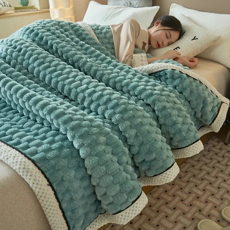 DecorBites™ Cozy Flannel Fleece Blanket for Warm Autumn Winter Sleep