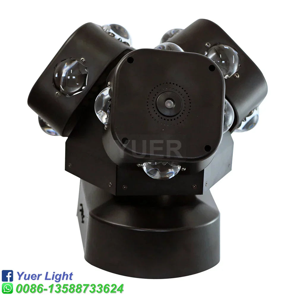 DecorBites™ 12X10W 3-Head Moving Head Light with RGG Laser - Perfect for Events!