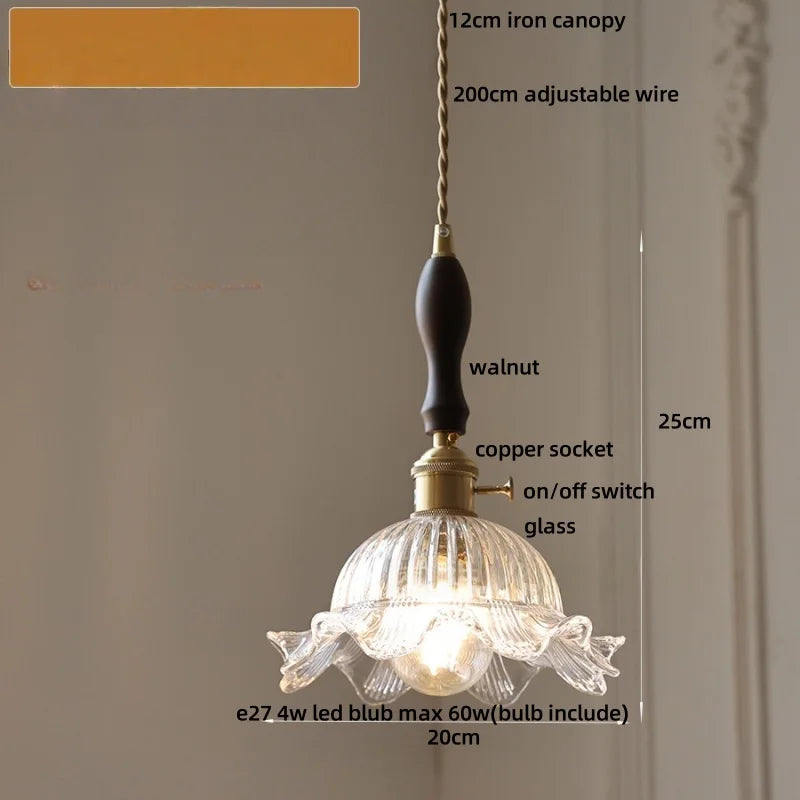 DecorBites™ LED Pendant Lights with Blue Glass & Brass Knob Switch for Modern Home Decor
