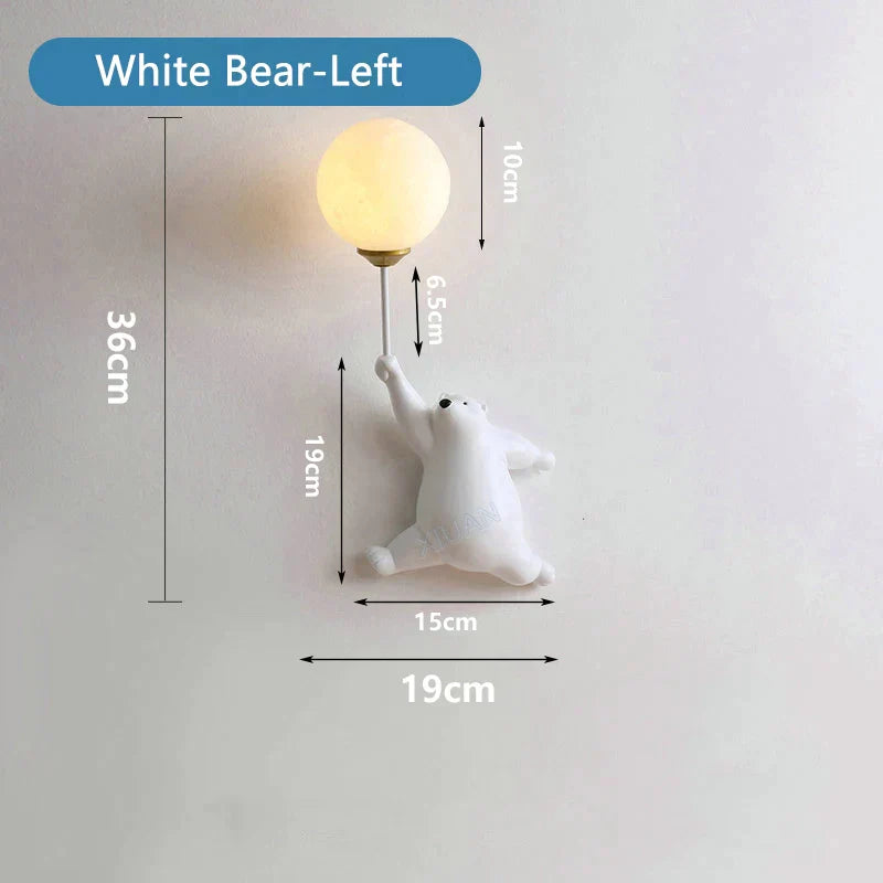 DecorBites™ Kids Bear Moon Wall Lamp | 3D Printed Bedroom Interior Light