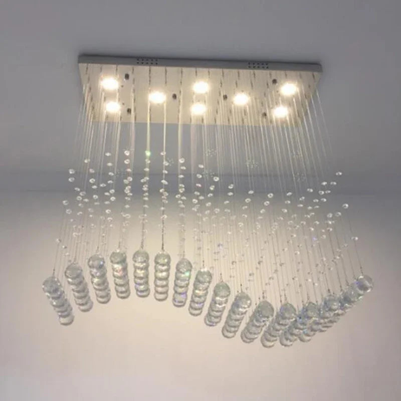 DecorBites™ Crystal LED Chandelier: Stylish Rectangle Pendant Light for Home, Office, and Cafe