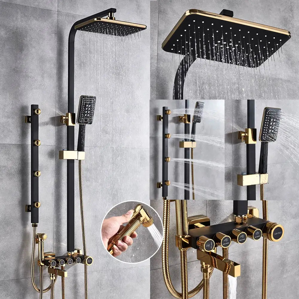 DecorBites™ 8" Rainfall Shower Set with Bidet Function, Wall Mounted Hot Cold Mixer Tap