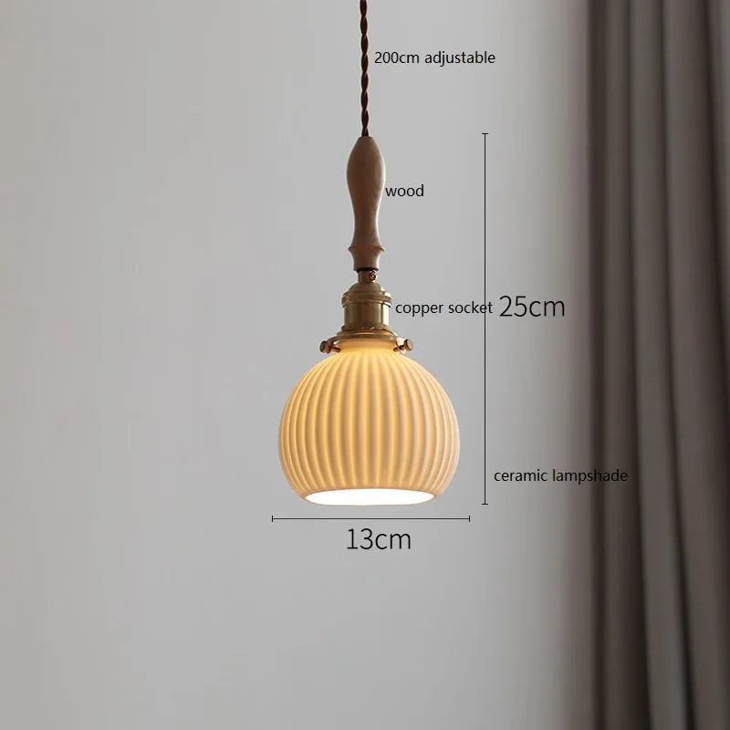 DecorBites™ Butterfly Ceramic LED Pendant Lamp with Wooden Handle for Home Decor