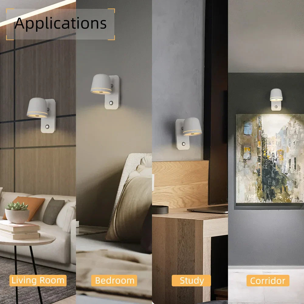 DecorBites™ Dimmable LED Wall Sconce with Adjustable Brightness and 3-CCT Rotation