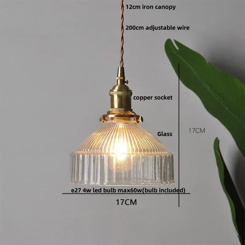 DecorBites™ Clear Glass LED Pendant Bar Kitchen Nordic Copper Dining Room Suspension