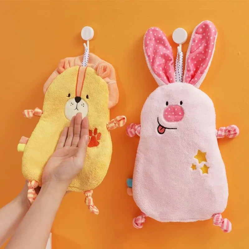 DecorBites™ Cartoon Animal Bathing Hand Towel for Kids - Soft, Absorbent Coral Velvet