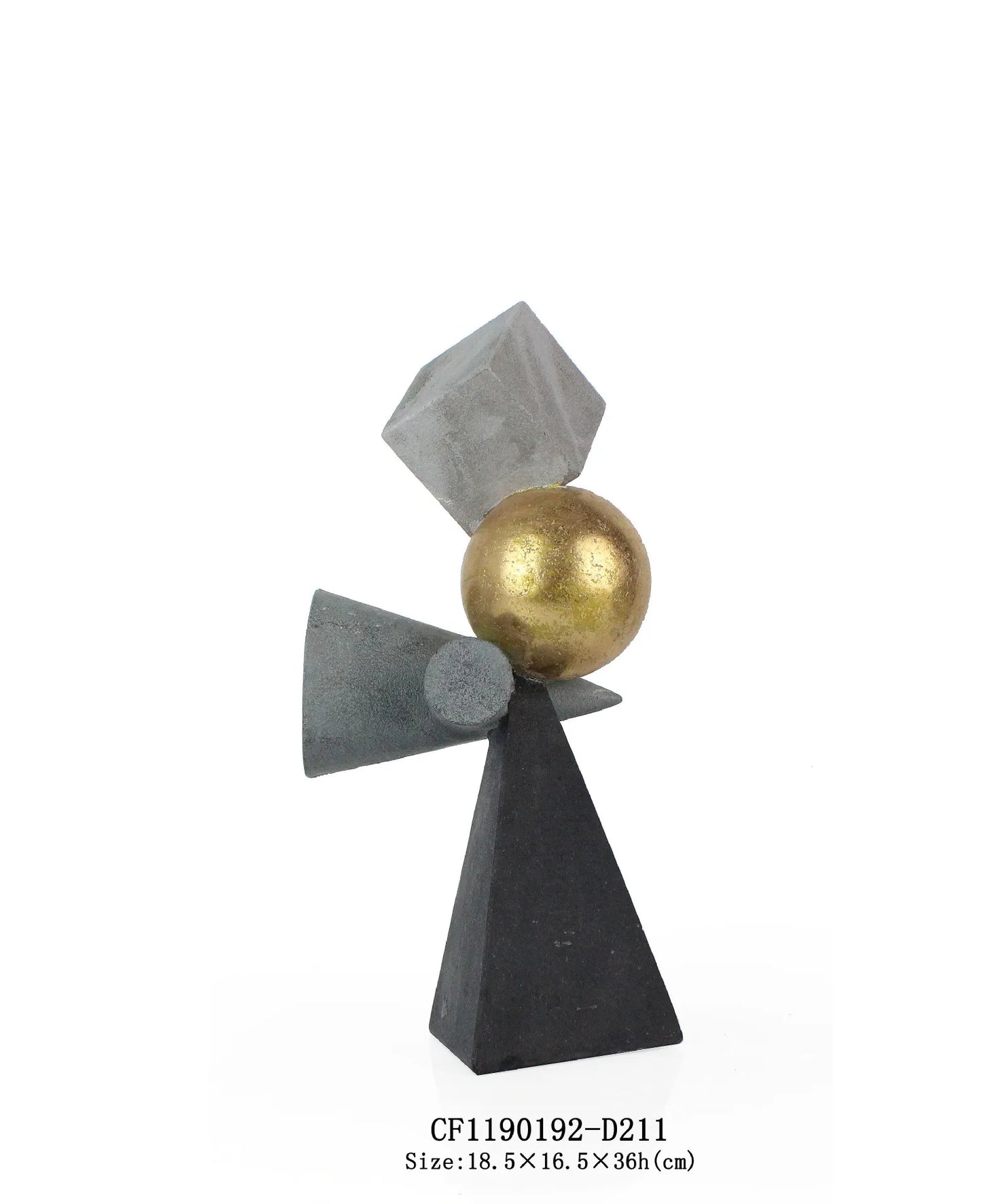 DecorBites™ Geometric Gold Ball Abstract Sculpture Triangular Statues for Home Decor