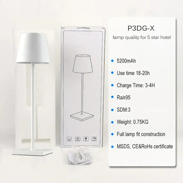DecorBites™ Crystal LED Rechargeable Table Lamp - Elegant Cordless Hotel Restaurant Bar Light