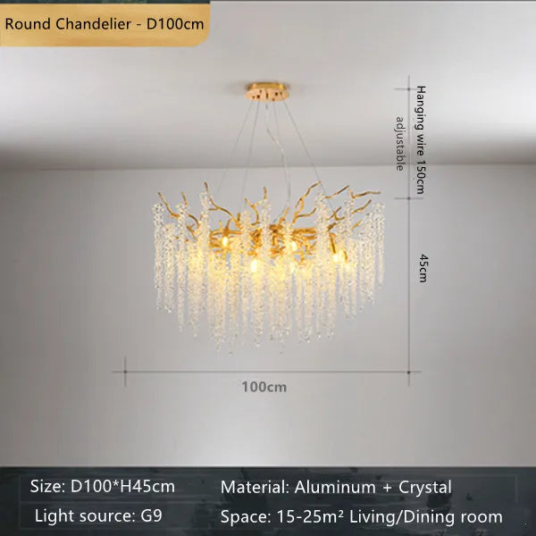 DecorBites™ Crystal Branch Chandelier: French Style Romantic Tassel Ceiling Lamp