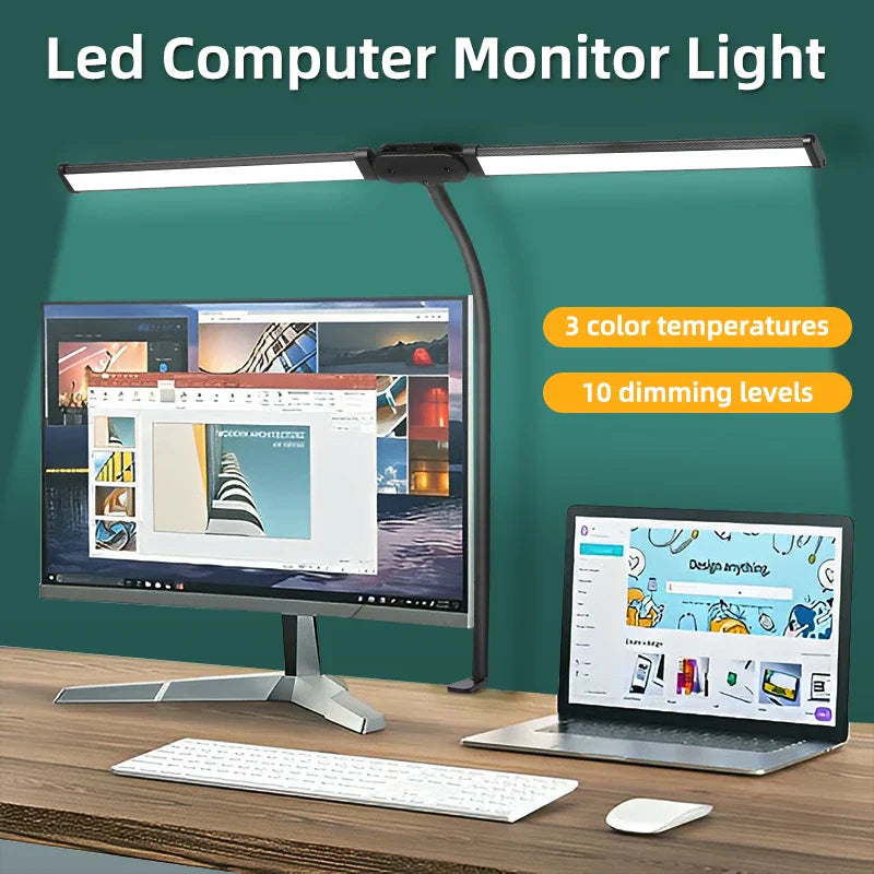 DecorBites™ Double Head LED USB Table Lamp – Stepless Dimmable for Office, Study, Reading