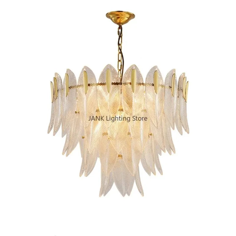 DecorBites™ Leaf Glass Pendant Lamp: Modern Luxury Crystal Suspension for Living Room, Restaurant, Bedroom.