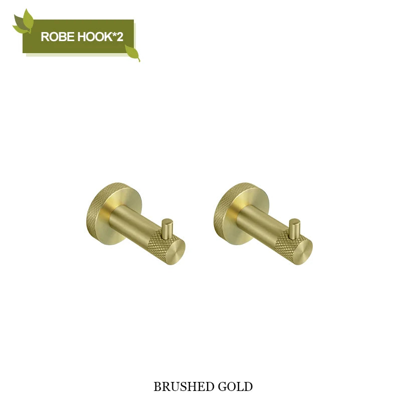 DecorBites™ Bathroom Accessories Set: Rose Gold Chrome Hook, Brushed Gold Towel Rack, Stainless Steel Toilet Paper Holder