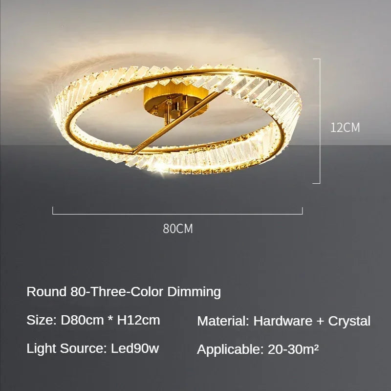 DecorBites™ Crystal Ring Ceiling Lamp - Modern Luxury LED Chandelier for Master Bedroom & Living Room