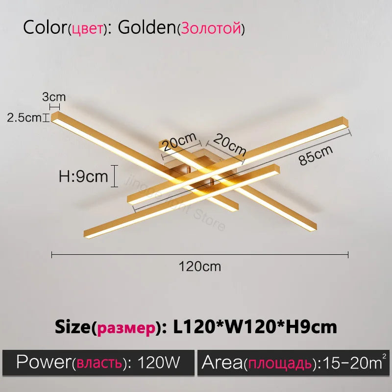 DecorBites™ Black Chandelier LED Ceiling Lamp: Nordic Minimalist Square Living Room & Bedroom Lights