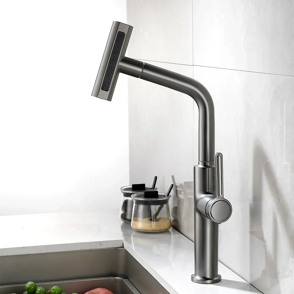 DecorBites™ Black Pull Out Kitchen Faucet with Waterfall Stream Sprayer Head
