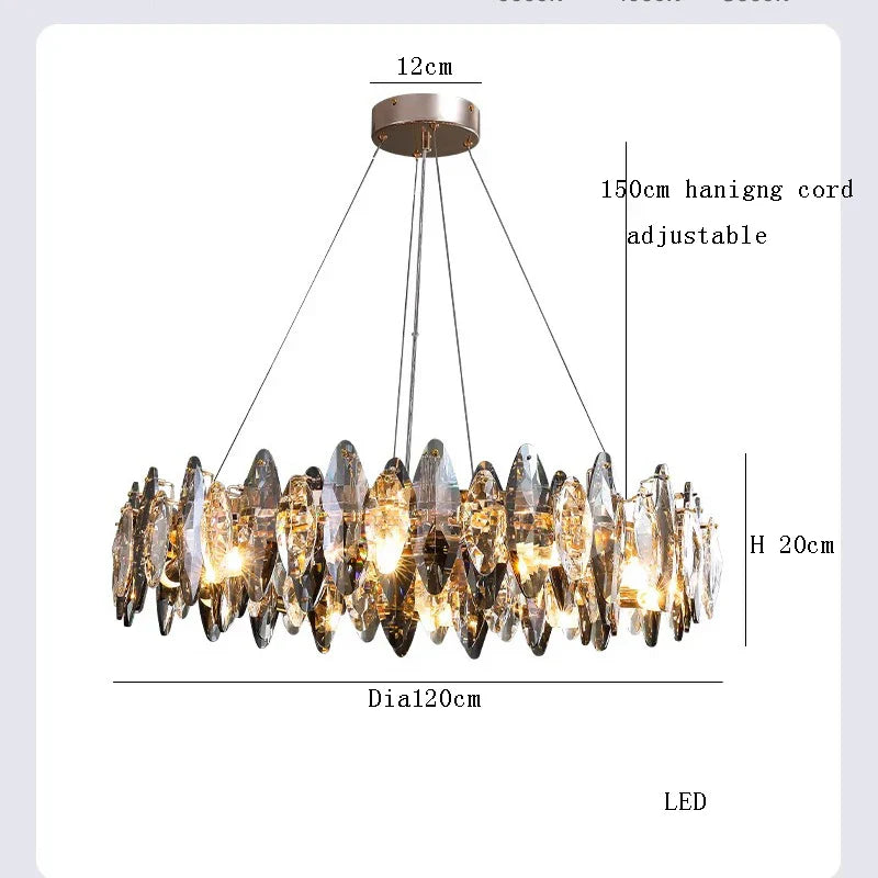 DecorBites™ Crystal LED Chandelier: Modern Luxury Indoor Hanging Lamp, Living Room Decor