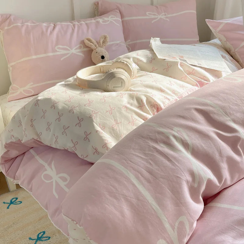 DecorBites™ Cartoon Pattern 100% Cotton Bedding Set - Single Double Size Soft Fitted Sheet, Cozy & Breathable