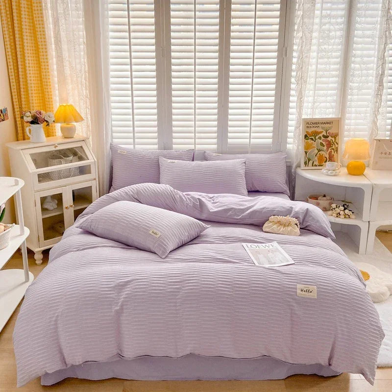 DecorBites™ Bubble Yarn Duvet Cover Set - Soft & Skin-friendly Bedding with Pillowcase
