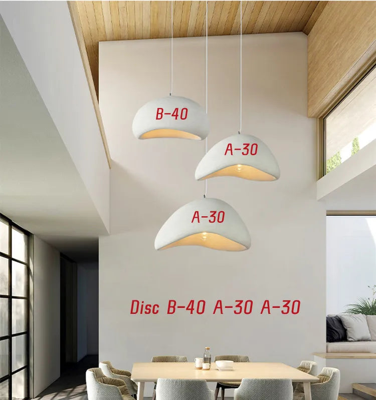 DecorBites™ Handmade Wabi Sabi Chandelier Modern LED Pendant Lamp for Nordic Restaurant Island