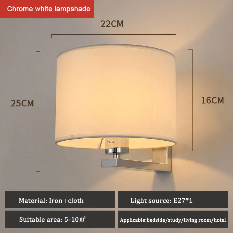 DecorBites™ Chinese Style Wall Lamp Warm Cloth Cover Bedroom Living Room Light