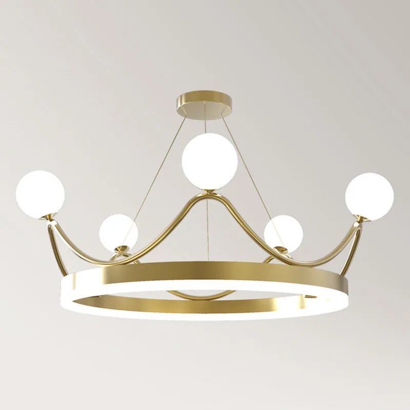 DecorBites™ Crown LED Chandelier: Elegant Ring Lustre for Kids' Room Ceiling Lighting
