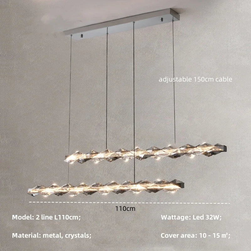 DecorBites™ Crystal Chandelier Pendant Light - Dimmable Modern Luxury LED Chrome Luminaria