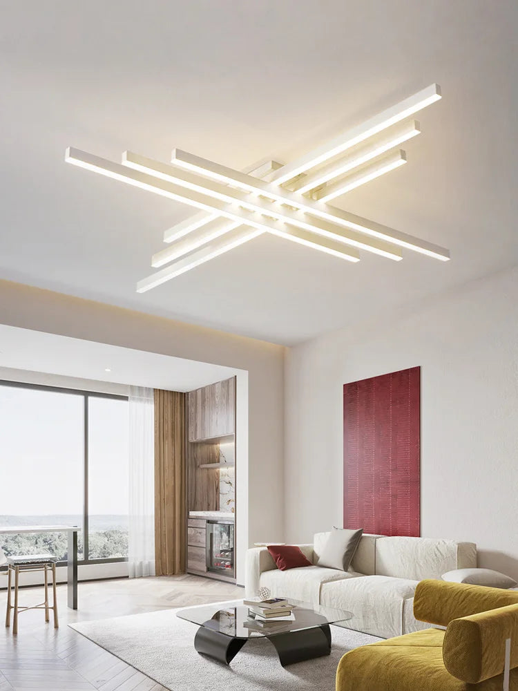DecorBites™ Black Chandelier LED Ceiling Lamp: Nordic Minimalist Square Bedroom Living Room Lighting