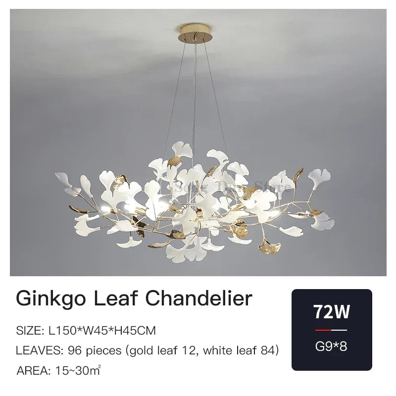 DecorBites™ Ginkgo Leaf Chandelier: Elegant Nordic Art Luxury for Dining Room, Bedroom, Living Room
