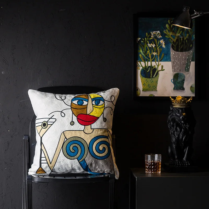 DecorBites™ Christmas Picasso Style Abstract Cushion Cover for Living Room Sofa and Bed