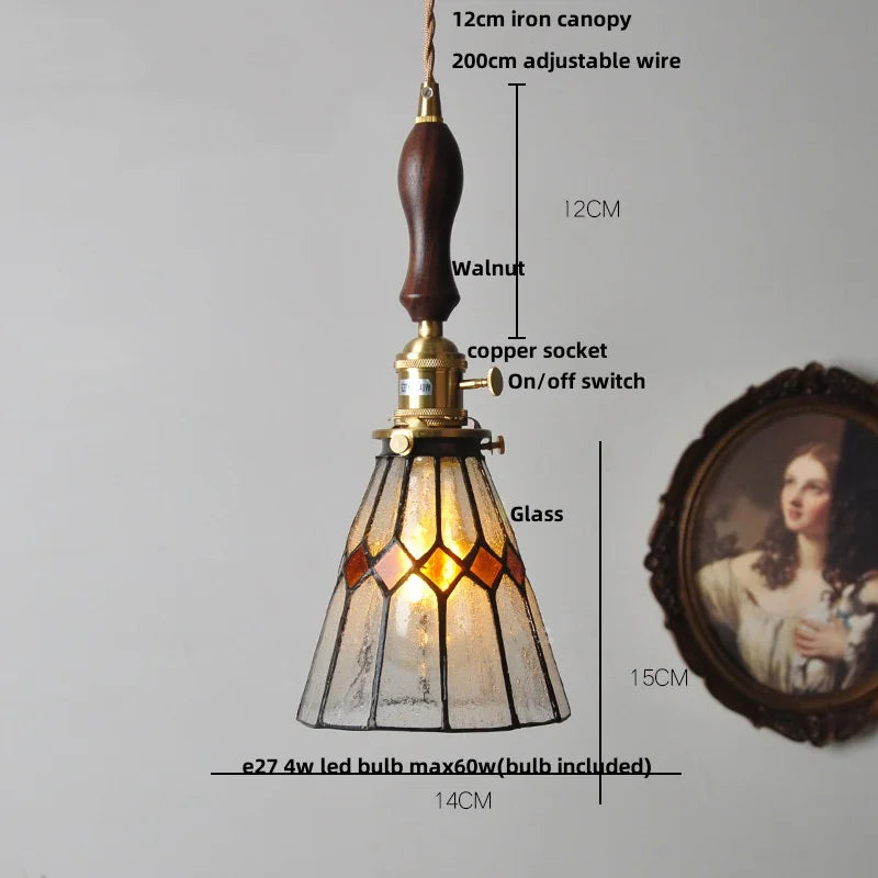DecorBites™ Colorful Glass Tiffany Style LED Pendant Lamp, Modern Hanging Light Fixture