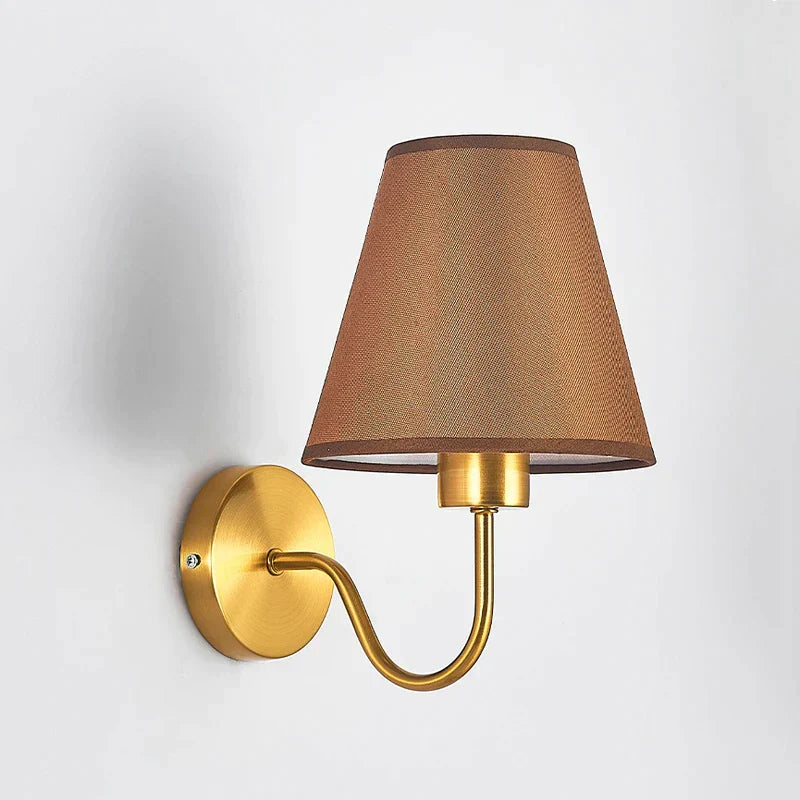 DecorBites™ Gold Fabric Wall Lamp: Modern Nordic Bedroom Light Fixture for Hotel Aisle & TV Background.