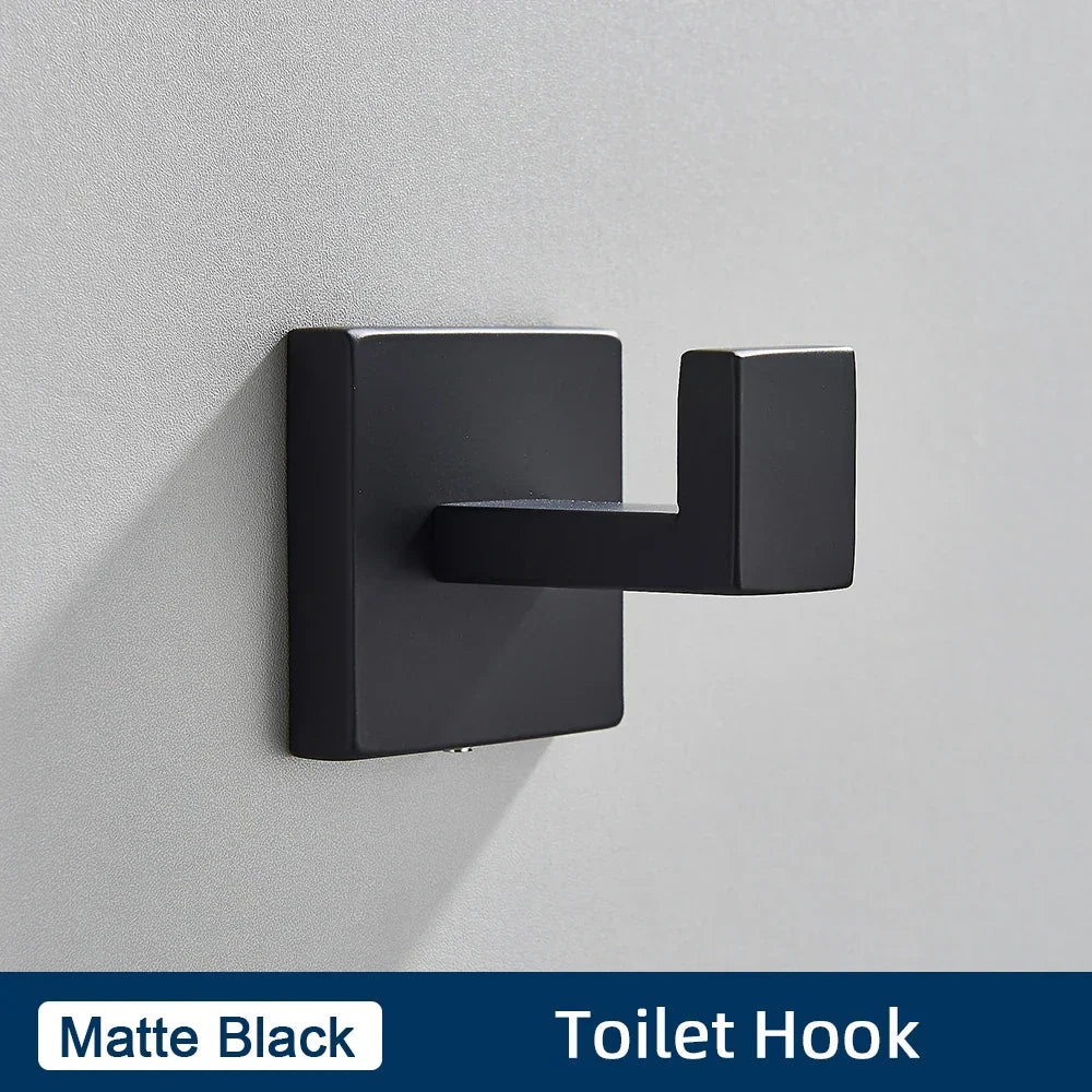 DecorBites™ Brushed Gold Stainless Steel Bathroom Accessories Set: Toilet Wall Towel Bar, Paper Holder, Hook