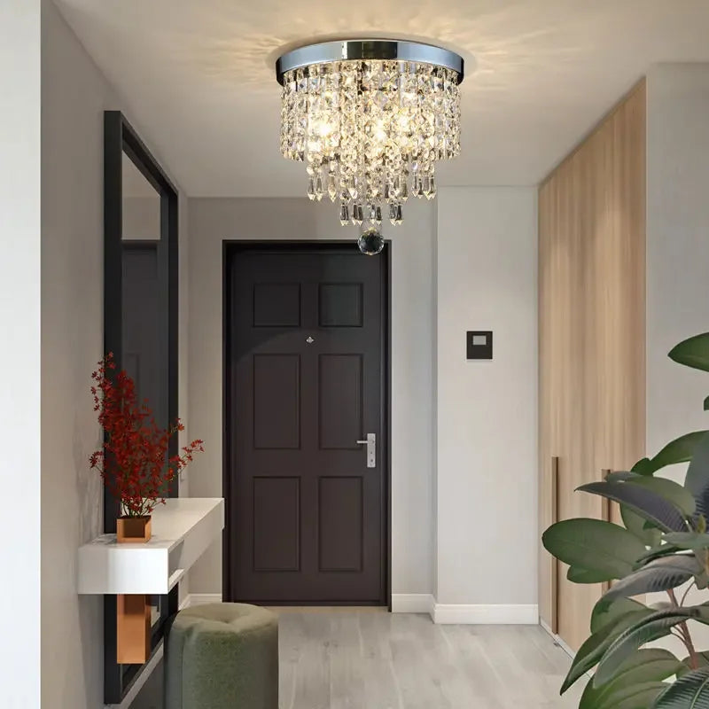 DecorBites™ Crystal Ceiling Chandelier: Luxury LED Light for Living Room Hallway Balcony