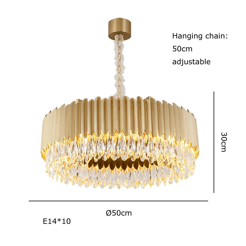 DecorBites™ Crystal 2024 Ceiling Chandeliers: Modern Dimmable LED Round Lamps Black