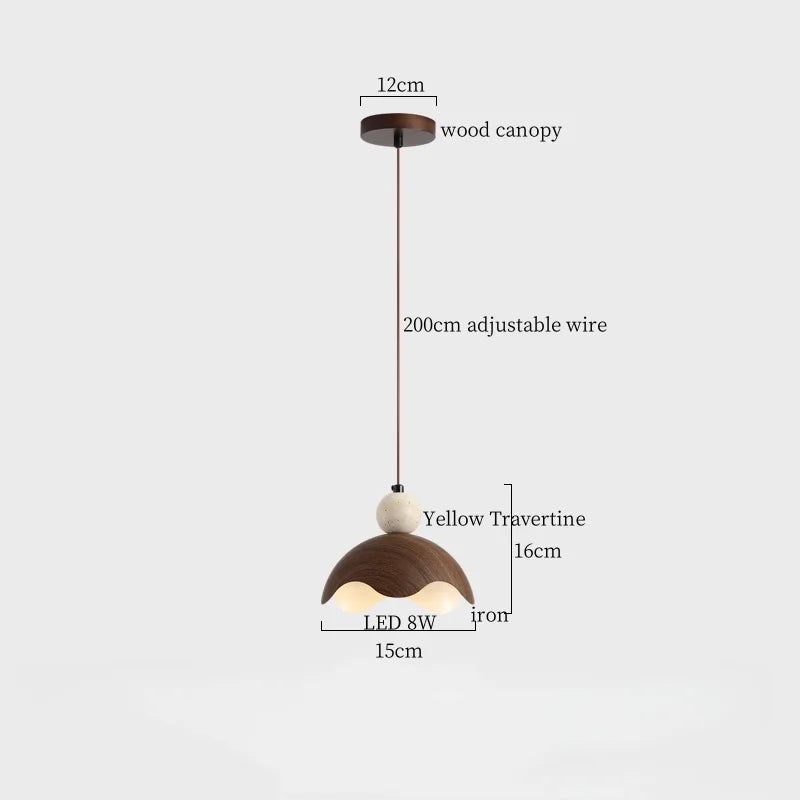 DecorBites™ Japanese LED Hanging Lamp Yellow Travertine Pendant Lighting for Bedroom and Dining Room
